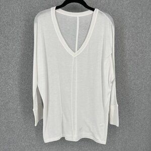 Aether Womens 3Q Slouch Top Shirt Size Medium White Semi Sheer Dolman Sleeve NEW